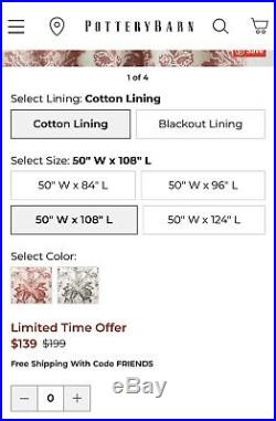 NEW POTTERY BARN Blackout Floral Print Curtains Drapes Lot 6 Set retail $834