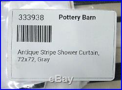 NEW Pottery Barn Antique Stripe Organic Cotton Shower Curtain72Gray