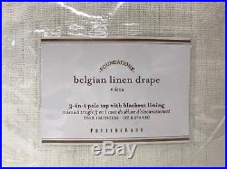 NEW Pottery Barn Belgian Flax Linen 50 x 108 Drape withBLACKOUT Liner, IVORY