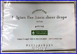 NEW Pottery Barn Belgian Flax Linen Poletop Sheer 50x108 Drape CurtainIvory