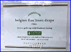 NEW Pottery Barn Classic Belgian Flax Linen 50x108 BLACKOUT Drape CurtainWhite
