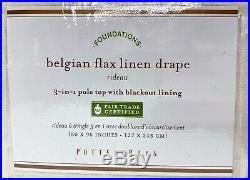 NEW Pottery Barn Classic Belgian Flax Linen 50x96 BLACKOUT Drape CurtainIvory