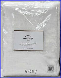 NEW Pottery Barn Emery Linen Cotton 50 x 96 BLACKOUT Drape CurtainWhite