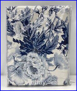 NEW Pottery Barn Garden Floral Linen Cotton 50 x 96 CurtainBLACKOUTBlue