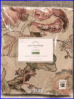 NEW Pottery Barn Grace Print Floral Linen/Cotton Curtains Drapes, 50 x 96