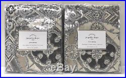NEW Pottery Barn Jacquelyn Medallion 50 x 84 Cotton Lined DrapesSET OF 2GRAY