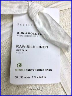 NEW Pottery Barn Raw Silk Linen 50 x 96 CurtainCotton LinedIvory