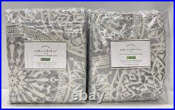 NEW Pottery Barn Riley Medallion 50 x 108 BLACKOUT CurtainsSET OF 2Gray