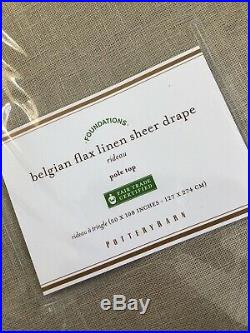 NEW Set Of 2 Pottery Barn Belgian Flax Linen Sheer Curtains Drape 50 x108 Flax