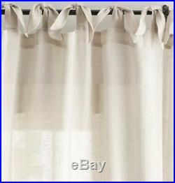 NEW Set Of 2 Pottery Barn Belgian Flax Linen Sheer Curtains Drape 50 x96 Flax