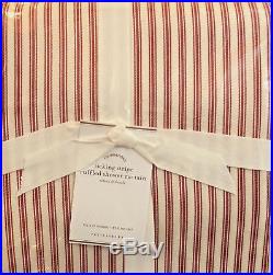 NWT Pottery Barn RED TICKING STRIPE RUFFLE Shower CURTAIN CHRISTMAS SOLD OUT