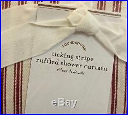 NWT Pottery Barn RED TICKING STRIPE RUFFLE Shower CURTAIN CHRISTMAS SOLD OUT