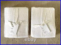 NWT Two Pottery Barn Emery Linen/Cotton White Drapes Grommet 50x84