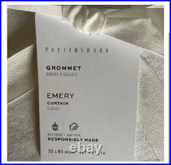 NWT Two Pottery Barn Emery Linen/Cotton White Drapes Grommet 50x84