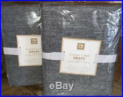 New2 Pottery BarnClassic Linen Blackout Curtains Drapes 44x84Dark Grey