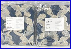 New2 Pottery Barn Butterfly Print Linen Cotton Curtains Drapes50x84Navy Blue