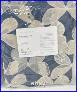 New2 Pottery Barn Butterfly Print Linen Cotton Curtains Drapes50x84Navy Blue