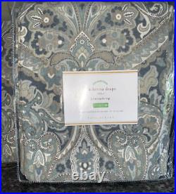 New2 Pottery Barn Mackenna Paisley Linen/Cotton Drapes CurtainsBlue50x108