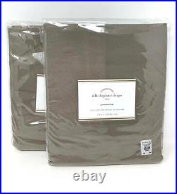 New2 Pottery Barn Silk Grommet Drapes Panels Curtains Brownstone50x84