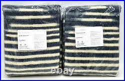 NewPottery Barn2 Shibori Diamond Linen Cotton Rod Pocket Curtains50x96Blue