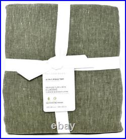 NewPottery Barn Belgian Flax Linen Curtain Drape BLACKOUT100x84Loden Green