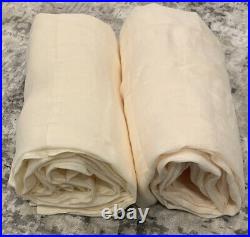 New (2)Pottery Barn Belgian Flax Linen Rod Pocket Sheer Curtains Ivory 50x84