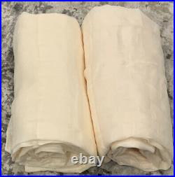 New (2)Pottery Barn Belgian Flax Linen Rod Pocket Sheer Curtains Ivory 50x84