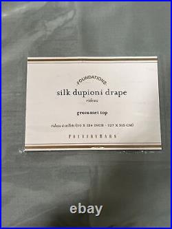 New Pottery Barn Dupioni Silk Grommet Top Curtain Drapes Pair 50x124 Blue Dawn