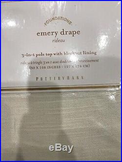 New Pottery Barn Emery Blackout White Curtains, Set Of 2, 50x108