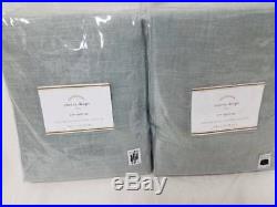 New Pottery Barn Emery Linen Cotton Drapes 50x84 Blue Dawn set of 2