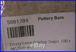 New Pottery Barn Emery linen cotton pole top curtain drape panel 100x96 oatmeal