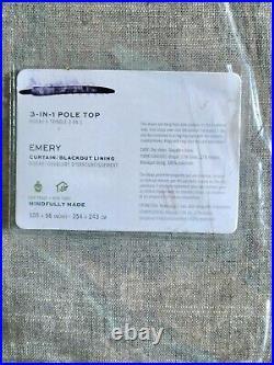 New Pottery Barn Grey Emery Blackout-Lined Curtain Panel 3 in 1 Pole Top 100x96