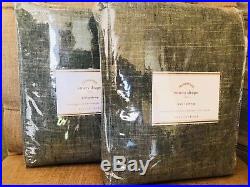 New Pottery Barn Sage Grass Emery Linen Cotton Drape 108 Curtain Set of 2 NIP