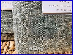 New Pottery Barn Sage Grass Emery Linen Cotton Drape 96 Curtain Set of 2 NIP