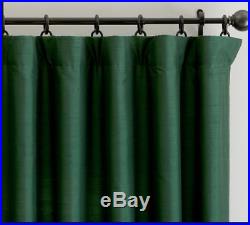 New Pottery Barn Silk Dupioni Drape 50x96 Blackout Lining Emerald Green