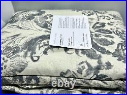 New Pottery Barn Thea Floral Print Linen/Cotton BLACKOUT Curtain 50x96 Gray