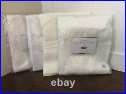 New Set Of 4 Pottery Barn Belgian Flax Linen Sheer Drapes / Curtains White