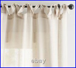 New Set Of Pottery Barn Belgian Flax Linen Sheer Drapes / Curtains Color Flax