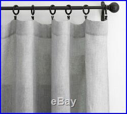 New Set Of Pottery Barn Belgian Flax Linen Sheer Drapes / Curtains Gray