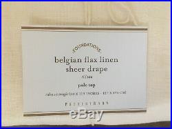 New Set of Pottery Barn Belgian Flax Linen Sheer Curtains / Drapes Ivory 50x108