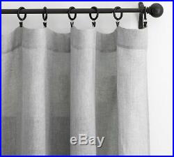 New Set of Pottery Barn Belgian Flax Linen Sheer Drapes / Curtains Gray 50 x 108