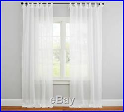 New Set of Pottery Barn Belgian Flax Linen Sheer Drapes Curtains White 50 x 108