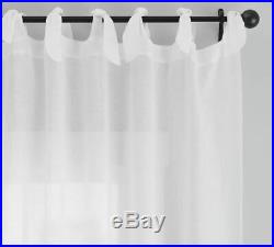 New Set of Pottery Barn Belgian Flax Linen Sheer Drapes Curtains White 50 x 108