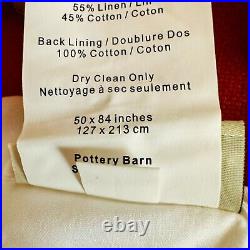 Nwot Pottery Barn Set Of 2 Colorblock Linen Drapes Curtains With Hooks 50x84