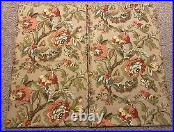 One Pair Pottery Barn Vanessa Window Curtains Lined Drapes Beige Floral 50x84