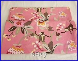 PAIR Pottery Barn Curtains Panels Drapes EMMY MONKEY Pink Tropical 50 x 84