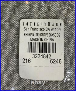 PB Belgian Flax Linen Rod Pocket Curtain, Cotton Lining, 50x96, Chambray Gray