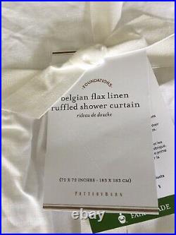 PB Belgian Flax Linen Ruffled Shower Curtain Gorgeous