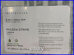 PB Riviera Striped Linen/Cotton Rod Pocket Curtain, 50x108, Porcelain Blue