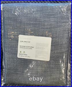 PB Seaton Textured Cotton Rod Pocket Blackout Curtain, 50 x 108, Chambray Blue